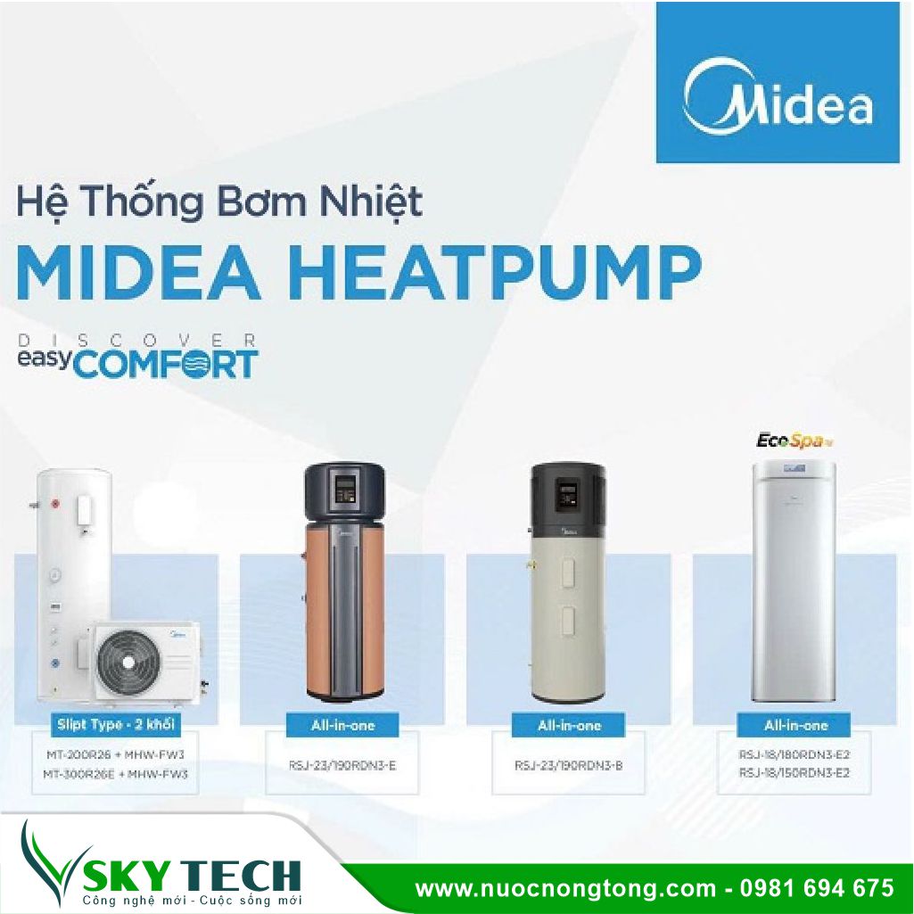 Midea 029 Máy bơm nhiệt Midea Split 2 khối MT-300R26E + MHW-FW3 300L