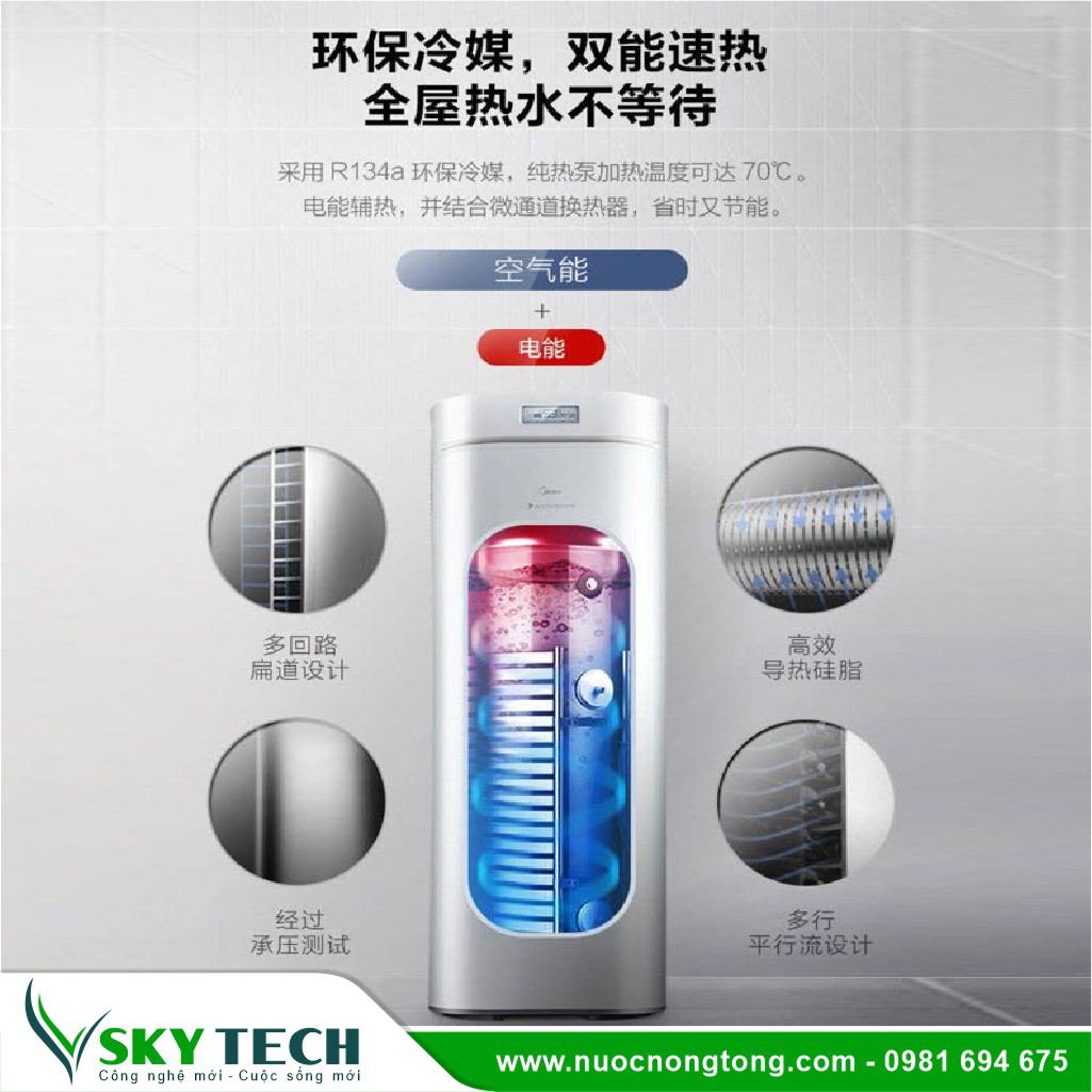 Midea 031 Máy bơm nhiệt Combo All in one Midea RSJ-18/180RDN3-E2 180L