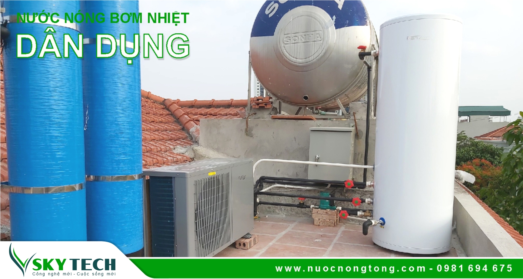Máy nước nóng trung tâm bơm nhiệt thi công tại Quảng Ninh