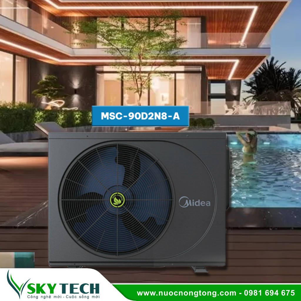 Bom nhiet be boi SKY Tech 003 (3) Máy bơm nhiệt bể bơi Midea MSC-90D2N8-A chính hãng