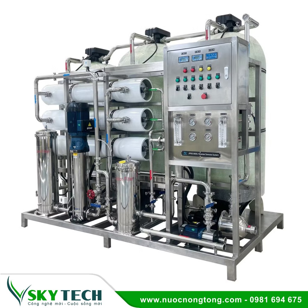 Loc nuoc cong nghiep SKY Tech 0005 (4) Hệ thống lọc nước RO công nghiệp 3000l/h