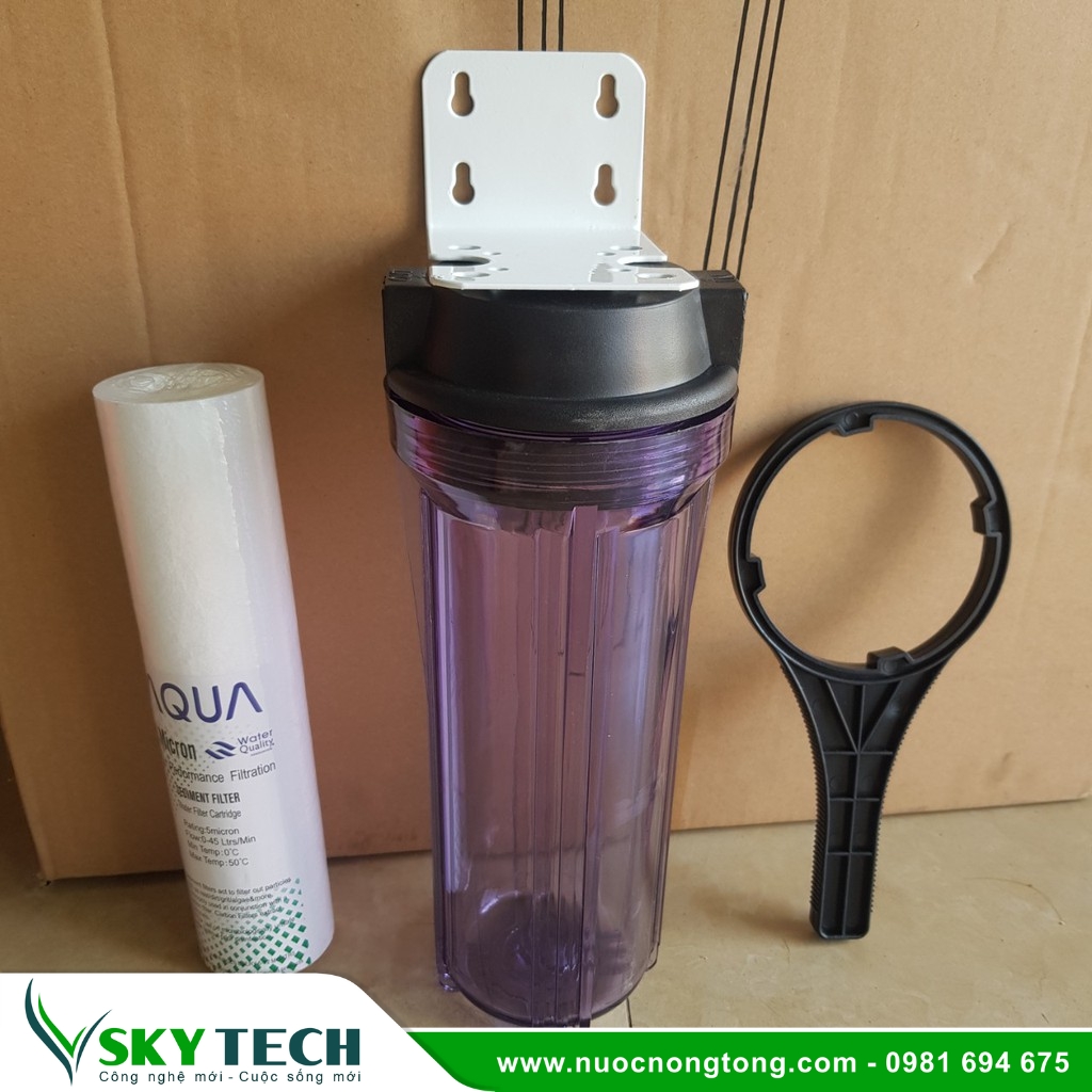 Phu kien loc nuoc SKY Tech 0003 (1) Cốc lọc 10 inch (nhựa trong) dùng cho máy công suất nhỏ