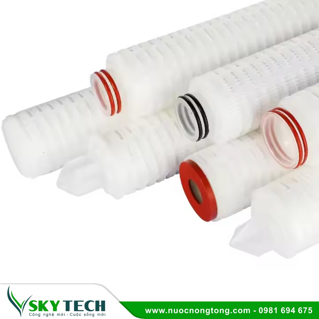 Phu kien loc nuoc SKY Tech 0031 (1) Lõi lọc PP giấy xếp 0.2micro 20 inch 222/Fin, Silicone O-rings
