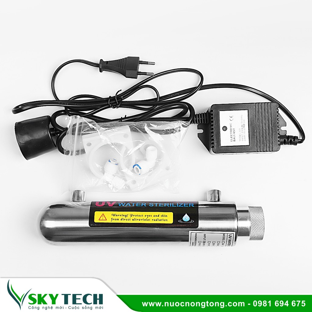 Vat tu phu kien loc nuoc SKY Tech 016 (1) Bộ đèn UV diệt khuẩn nước (STERILIZER) SST-6W lưu lượng 0,5GPM