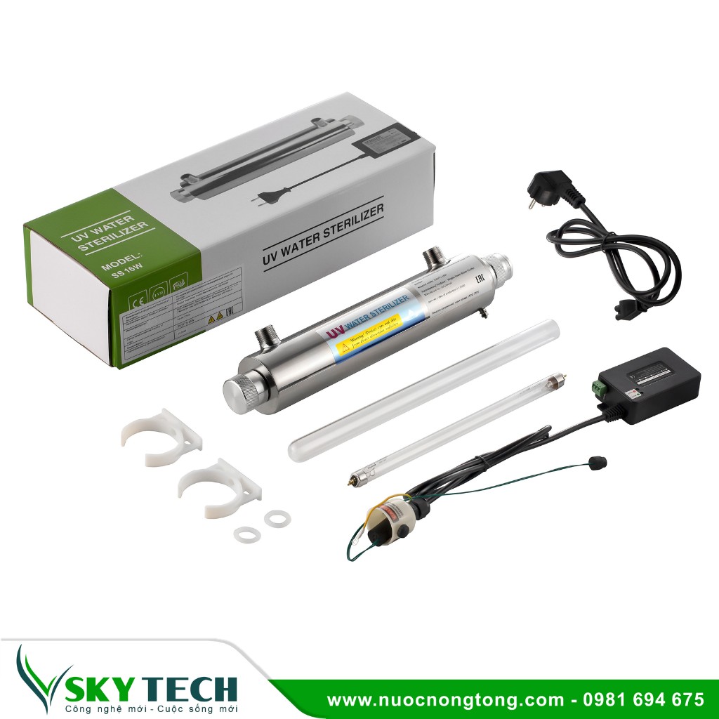 Vat tu phu kien loc nuoc SKY Tech 023 (4) Bộ đèn UV diệt khuẩn nước SSQYT5-16W lưu lượng 0,4m3/h