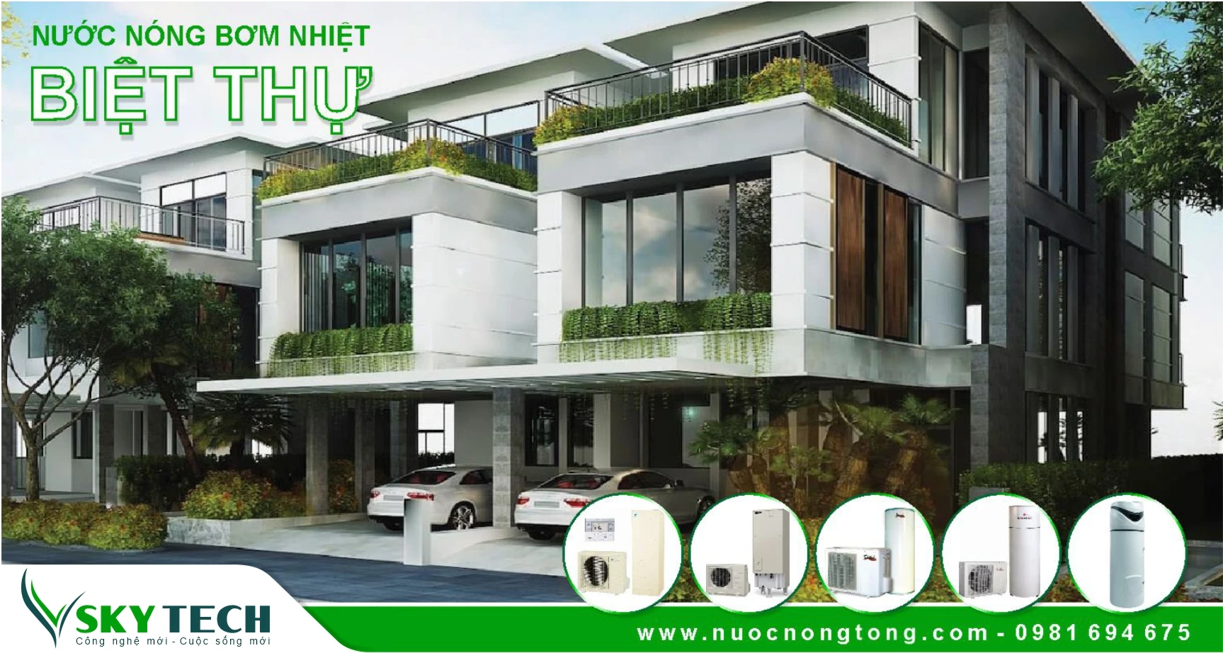 Tại sao các Biệt thự mới xây nên lắp Máy nước nóng tổng Bơm nhiệt?