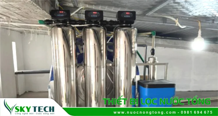 Bộ lọc nước giếng khoan 4 cấp: Khử sắt, Khử Mangan, Khử mùi, Khử Canxi